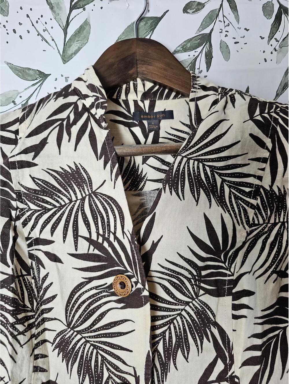 Amber Sun Blouse Brown & Cream Womens Size M